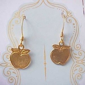 3 / $10 Tiny Gold Golden Apple Earrings Student to Teacher Gift Wisdom Symbol